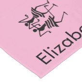 Niedliches Rosa, Schwarze Silhouette Kurzer Tischläufer (Ecke)