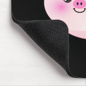 Niedliches rosa Schwein auf Schwarzem Mousepad (Ecke)