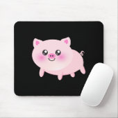 Niedliches rosa Schwein auf Schwarzem Mousepad (Mit Mouse)