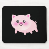 Niedliches rosa Schwein auf Schwarzem Mousepad (Vorne)