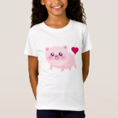 Niedliches rosa Schwein auf Schwarzem T-Shirt (Vorderseite)