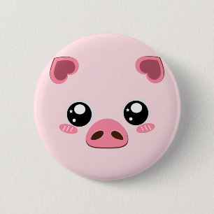 Niedliches rosa Schwein bage Button