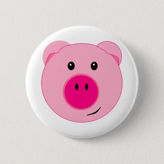 Niedliches rosa Schwein Button (Vorderseite)