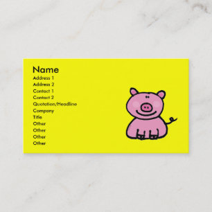 Niedliches rosa Schwein handgezeichnete Cartoon Visitenkarte