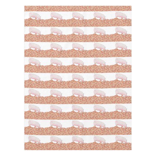 Niedliches rosa Schwein im Muck Funny Wasserfarbe  Tischdecke (Vorderseite)