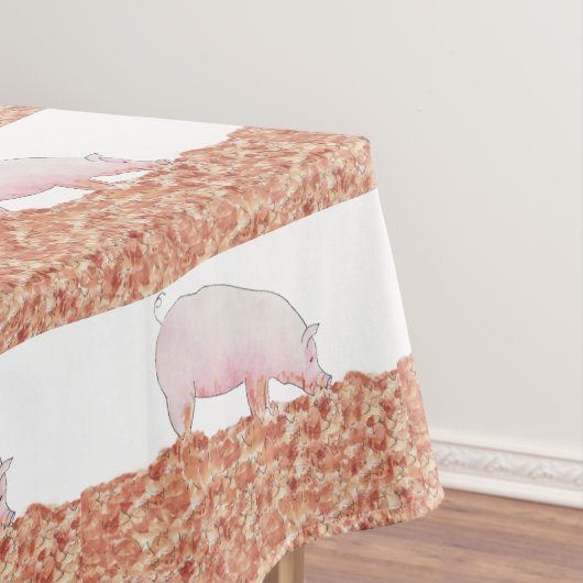 Niedliches rosa Schwein im Muck Funny Wasserfarbe  Tischdecke (Beispiel)