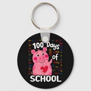 Niedliches rosa Schwein mit Herz 100 Schultage 100 Schlüsselanhänger