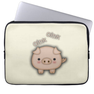 Niedliches rosa Schwein Oink Laptopschutzhülle