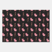Niedliches rosa Schwein und Herz Geschenkpapier Set (Vorderseite)