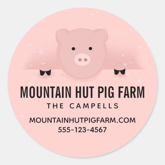 Niedliches Rosa Schweinefleisch Niedliche Tierhalt Runder Aufkleber (Vorderseite)
