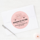 Niedliches Rosa Schweinefleisch Niedliche Tierhalt Runder Aufkleber (Umschlag)