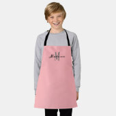 Niedliches Rosa Script Monogram Personalisiert Kid Schürze (Getragen)