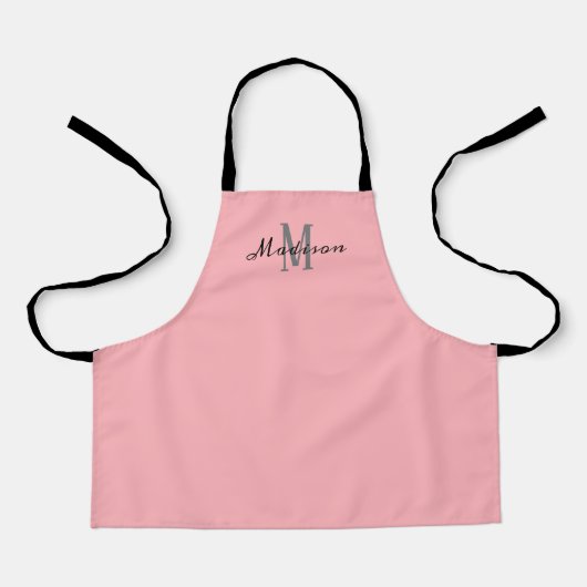 Niedliches Rosa Script Monogram Personalisiert Kid Schürze (Vorderseite)