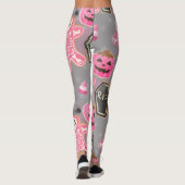 niedliches rosa Skelett Halloween mit Süßigkeiten  Leggings (Rückseite)