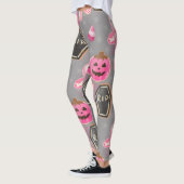 niedliches rosa Skelett Halloween mit Süßigkeiten  Leggings (Links)