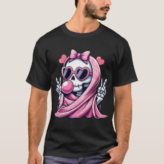 Niedliches Rosa Skelett Hochsaison Halloween für D T-Shirt