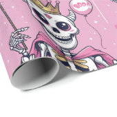 Niedliches Rosa Skelett Prinzessin Halloween Geschenkpapier (Rolleneckpunkt)