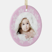 Niedliches Rosa Snowflake Rahmen Girl Foto Weihnac Keramik Ornament (Rechts)