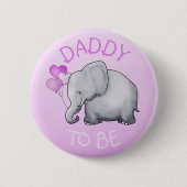 Niedliches Rosa steigt Elefanten im Ballon auf, Button (Vorderseite)