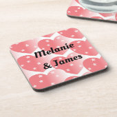 Niedliches rosa Sternenmuster Getränkeuntersetzer (Linke Seite)