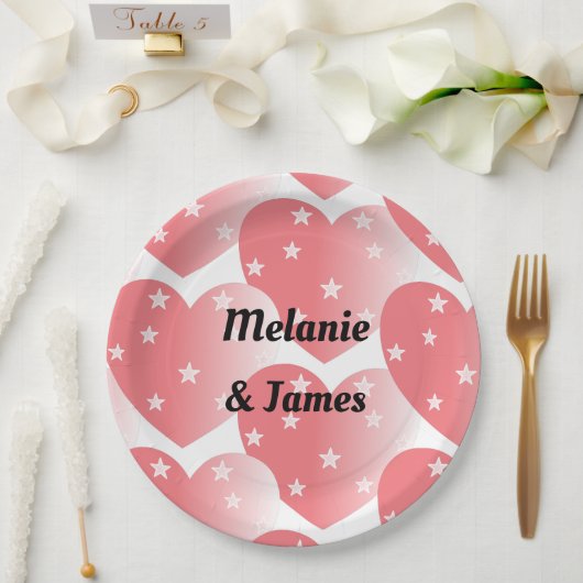 Niedliches rosa Sternenmuster Pappteller (Hochzeit)
