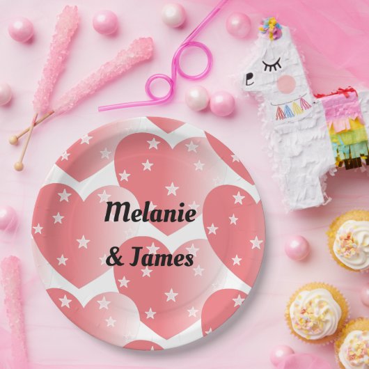 Niedliches rosa Sternenmuster Pappteller (Party)