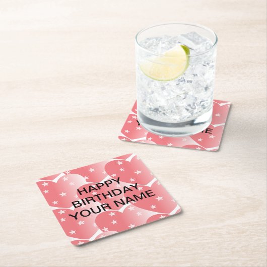 Niedliches rosa Sternmuster Rechteckiger Pappuntersetzer (Vor Ort)