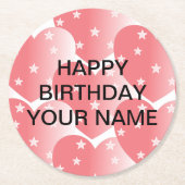 Niedliches rosa Sternmuster Runder Pappuntersetzer (Vorderseite)