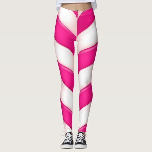 Niedliches rosa süßes Zuckerstange-Muster Leggings (Vorderseite)