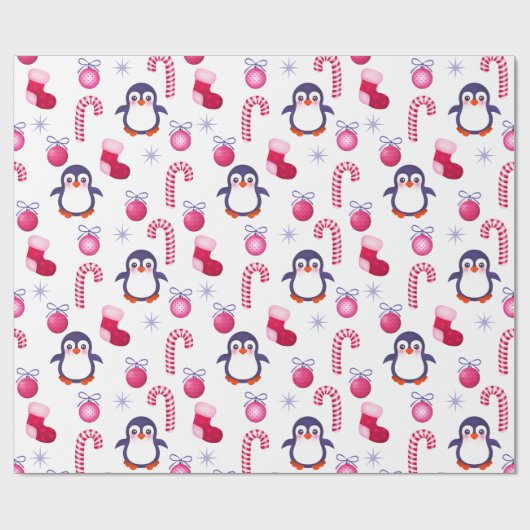 Niedliches rosa u. weißes Weihnachtsmuster mit Geschenkpapier (Flach)