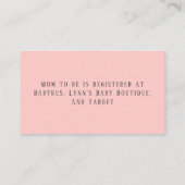 Niedliches Rosa und Aquamarine Dinosaurier Baby Gi Visitenkarte (Rückseite)