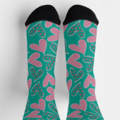 Niedliches rosa und Aquamarines Blumenmuster Socken (Oben)