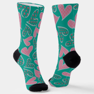 Niedliches rosa und Aquamarines Blumenmuster Socken