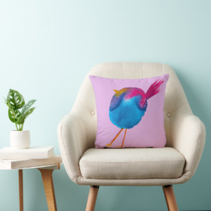 Niedliches Rosa und Blaue Vogelart Kissen