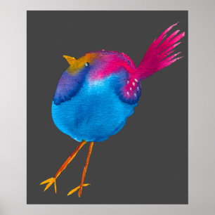 Niedliches Rosa und Blaue Vogelart Poster