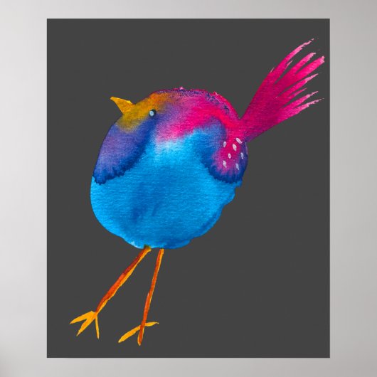 Niedliches Rosa und Blaue Vogelart Poster (Vorne)