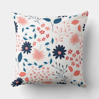 Niedliches rosa und blaues Blumenmuster Kissen