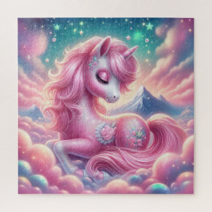 Niedliches Rosa und blaues Einhorn Puzzle