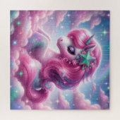Niedliches Rosa und blaues Einhorn Puzzle (Horizontal)