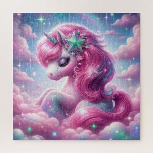 Niedliches Rosa und blaues Einhorn Puzzle (Vertikal)