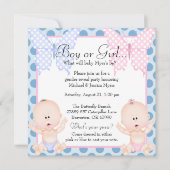 Niedliches Rosa und blaues Schmetterlingsgeschlech Einladung (Vorderseite)