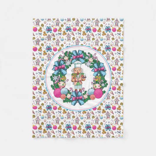 Niedliches Rosa und blaues Weihnachtslied Fleecedecke (Vorderseite)