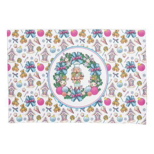 Niedliches Rosa und blaues Weihnachtslied Kissenbezug (Vorderseite-Links)