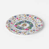 Niedliches Rosa und blaues Weihnachtslied Pappteller (Schrägansicht)