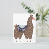 Niedliches Rosa und brauner Llama Postkarte (Stehend Vorderseite)