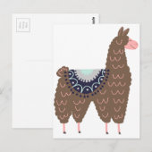 Niedliches Rosa und brauner Llama Postkarte (Vorne/Hinten)