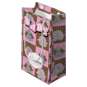 Niedliches Rosa und Brown-Elefant-Polka-Punkte Kleine Geschenktüte