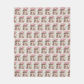 Niedliches rosa und cremefarbenes Kakao-Muster Fleecedecke (Vorderseite)