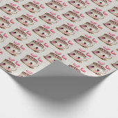 Niedliches rosa und cremefarbenes Kakao-Muster Geschenkpapier (Ecke)