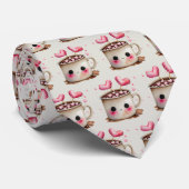 Niedliches rosa und cremefarbenes Kakao-Muster Krawatte (Gerollt)